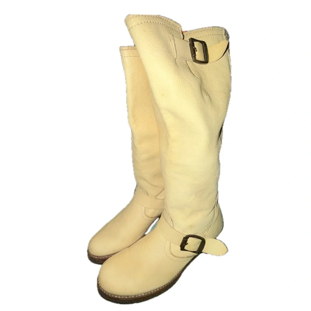 Frye Veronica Tan Leather Heeled Boots Size 7 - Picture 2 of 8